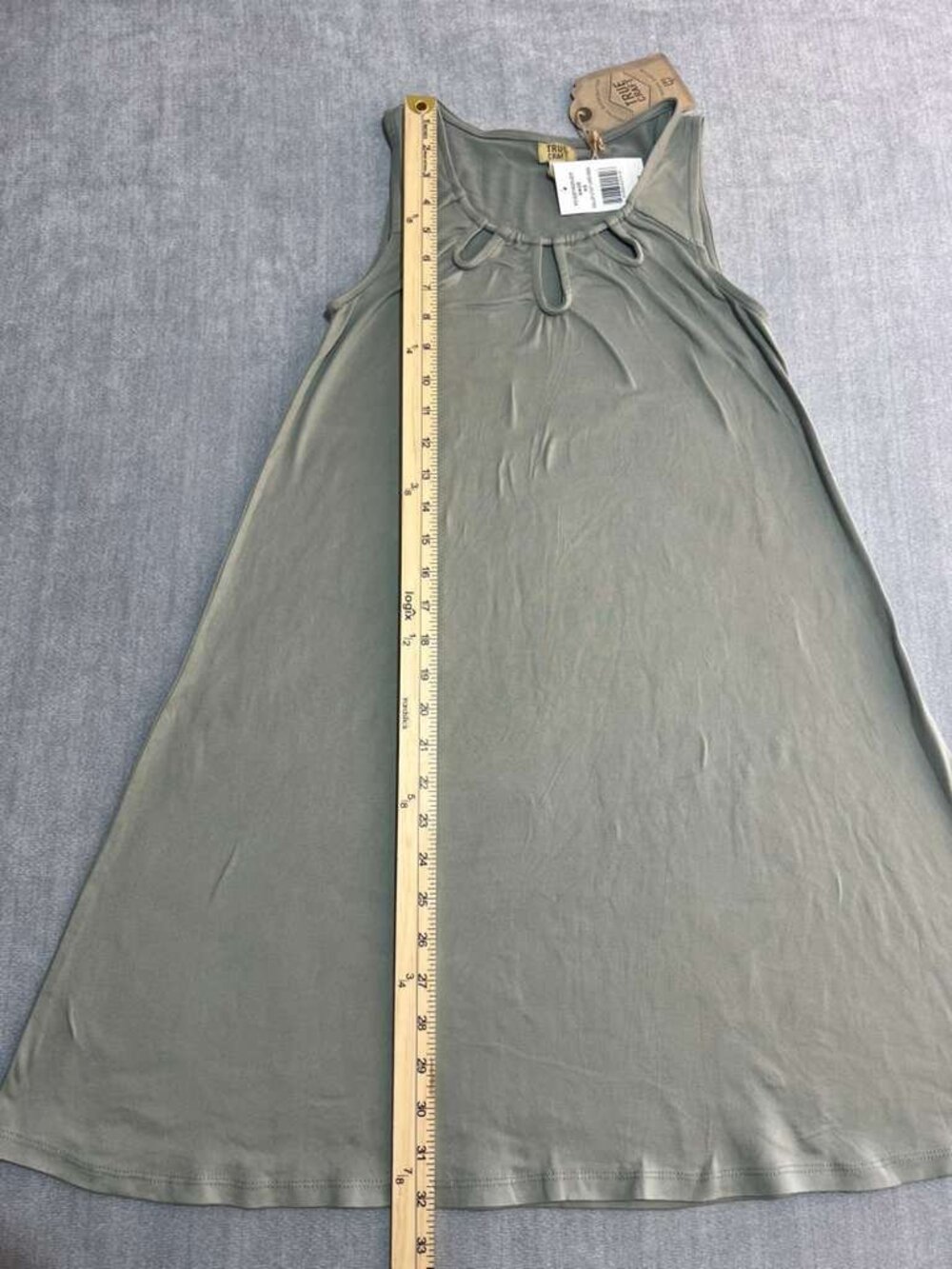Sage Green Sleeveless Swing Dress Cutout Neck XS NWT - Picture 3 of 7